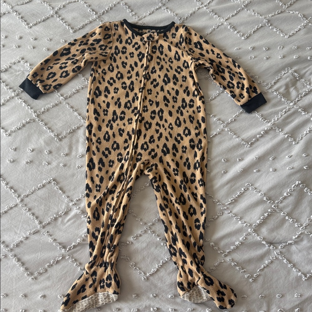Carter's Tan and Black Leopard Print Kids Pajama Set